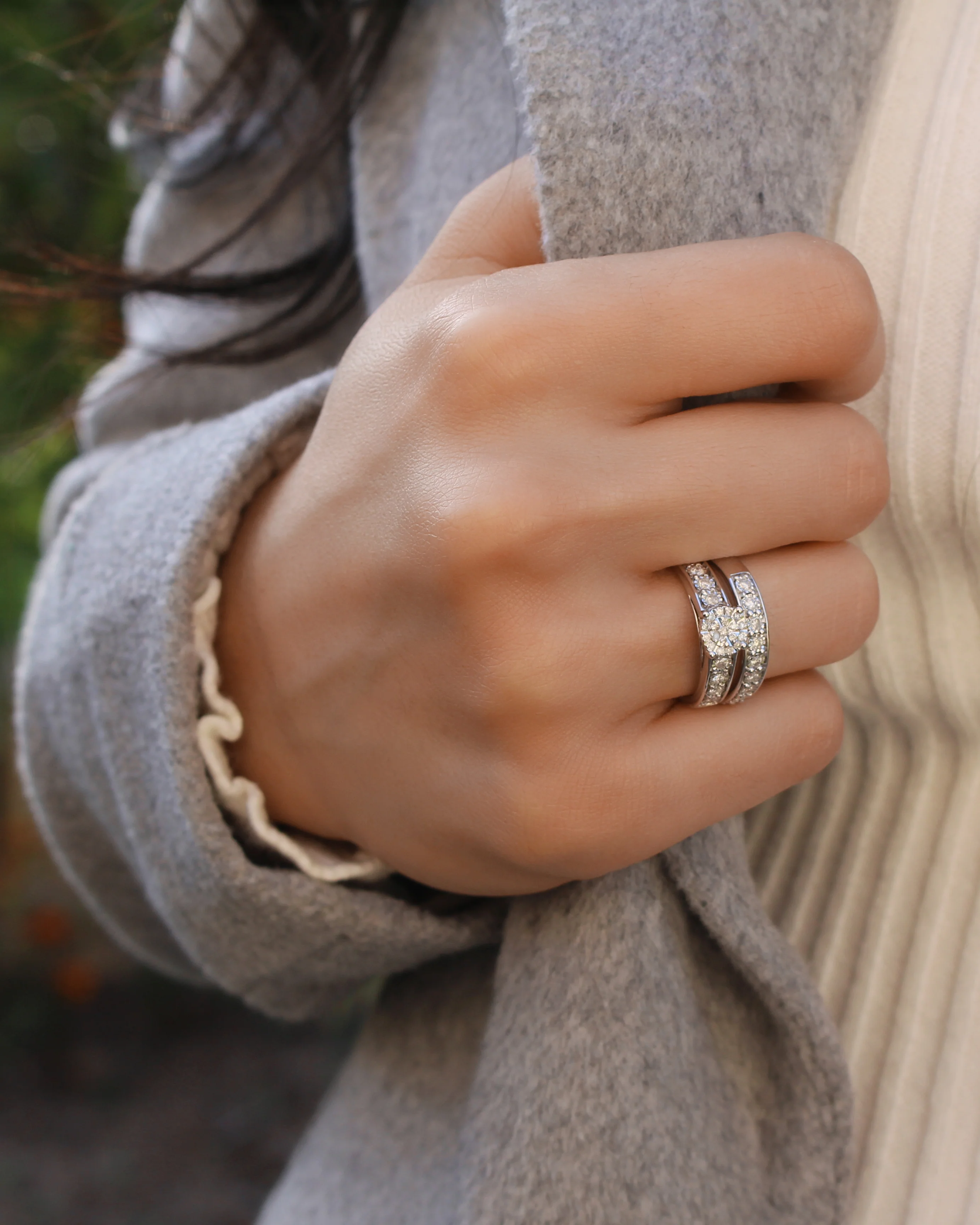 1/2 Carat Diamond 2-Ring Bridal Set in Sterling Silver - Image 3