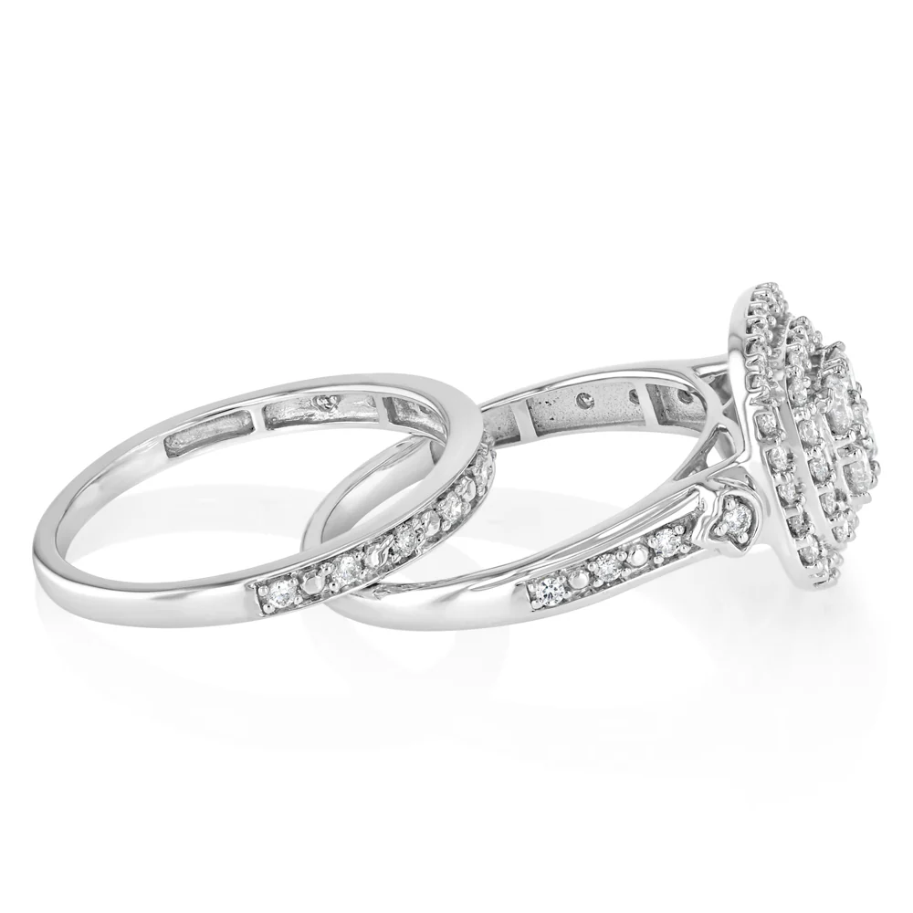1 Carat Diamond 2-Ring Bridal Set in 9ct White Gold - Image 2