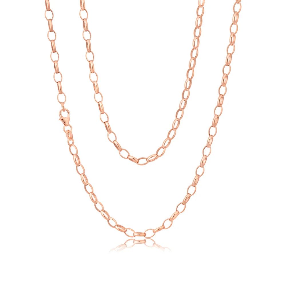 9ct Rose Gold Silver Filled 50cm Belcher Chain - Image 2