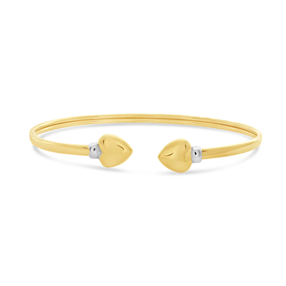 9ct Two-Tone Gold Filled Heart Cuff Bangle