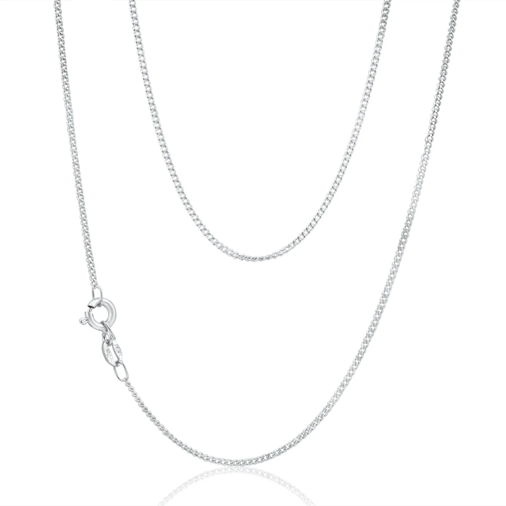 9ct White Solid Gold Diamond Cut Curb 50cm Chain