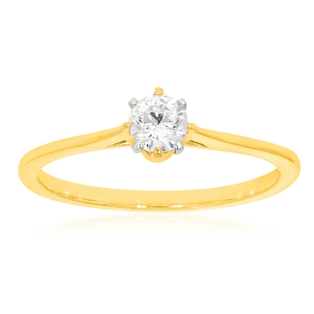 9ct Yellow Gold 1/4 Carat Diamond Solitaire Ring