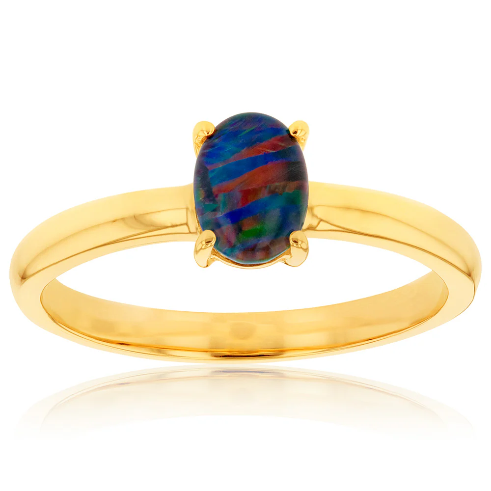 9ct Yellow Gold 7x5mm Opal Oval Ring *Resize 1-2 Sizes Only* - Image 2