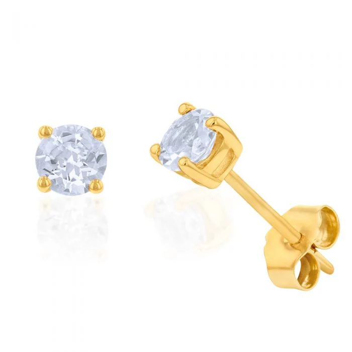 9ct Yellow Gold Aquamarine Stud Earrings