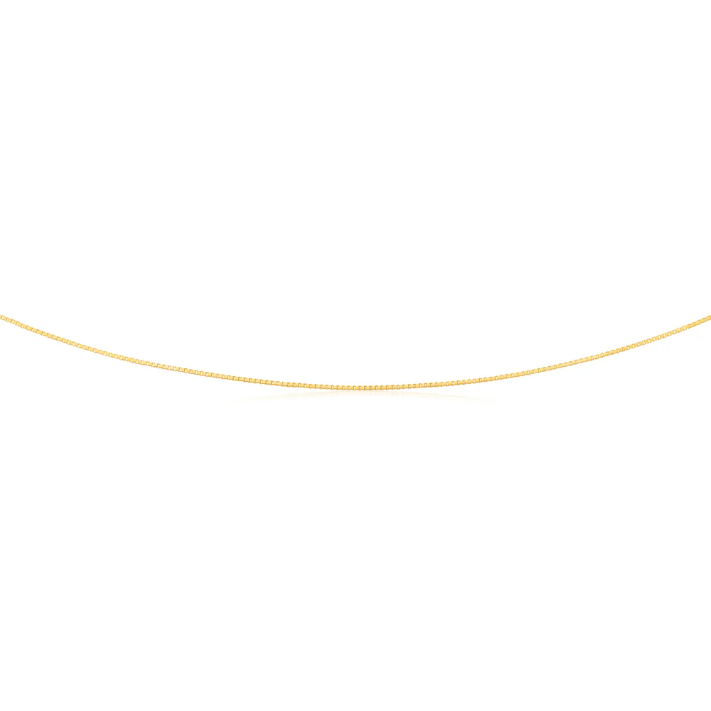 9ct Yellow Gold Box Diamond Cut Link "Venetian" 45cm Chain