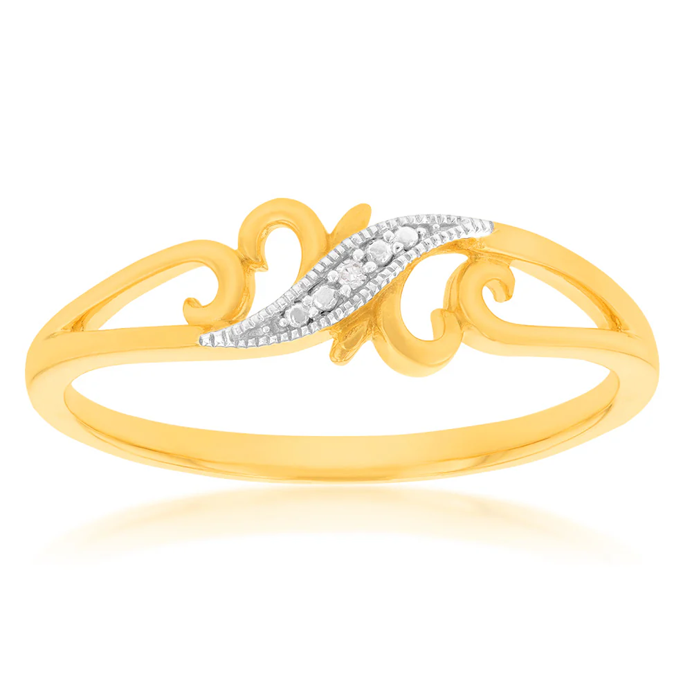 9ct Yellow Gold Diamond Ring