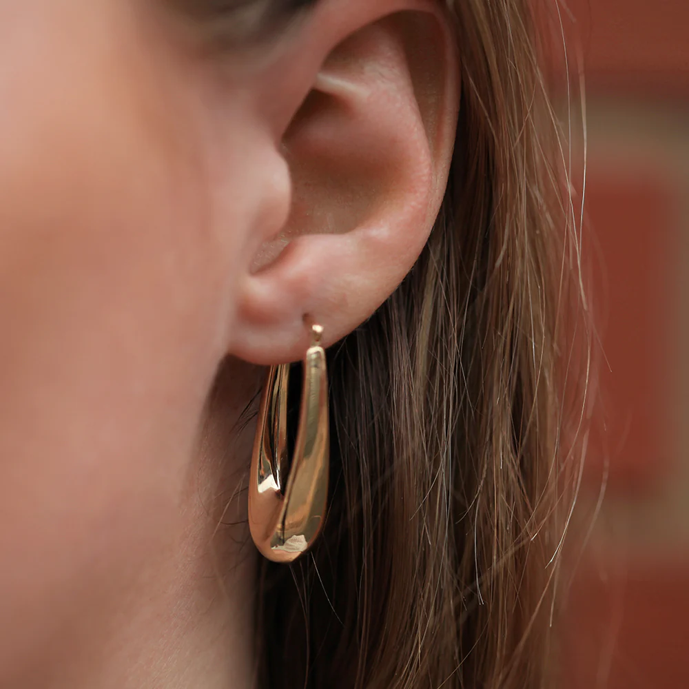 9ct Yellow Gold Fancy Hoop Earrings - Image 2