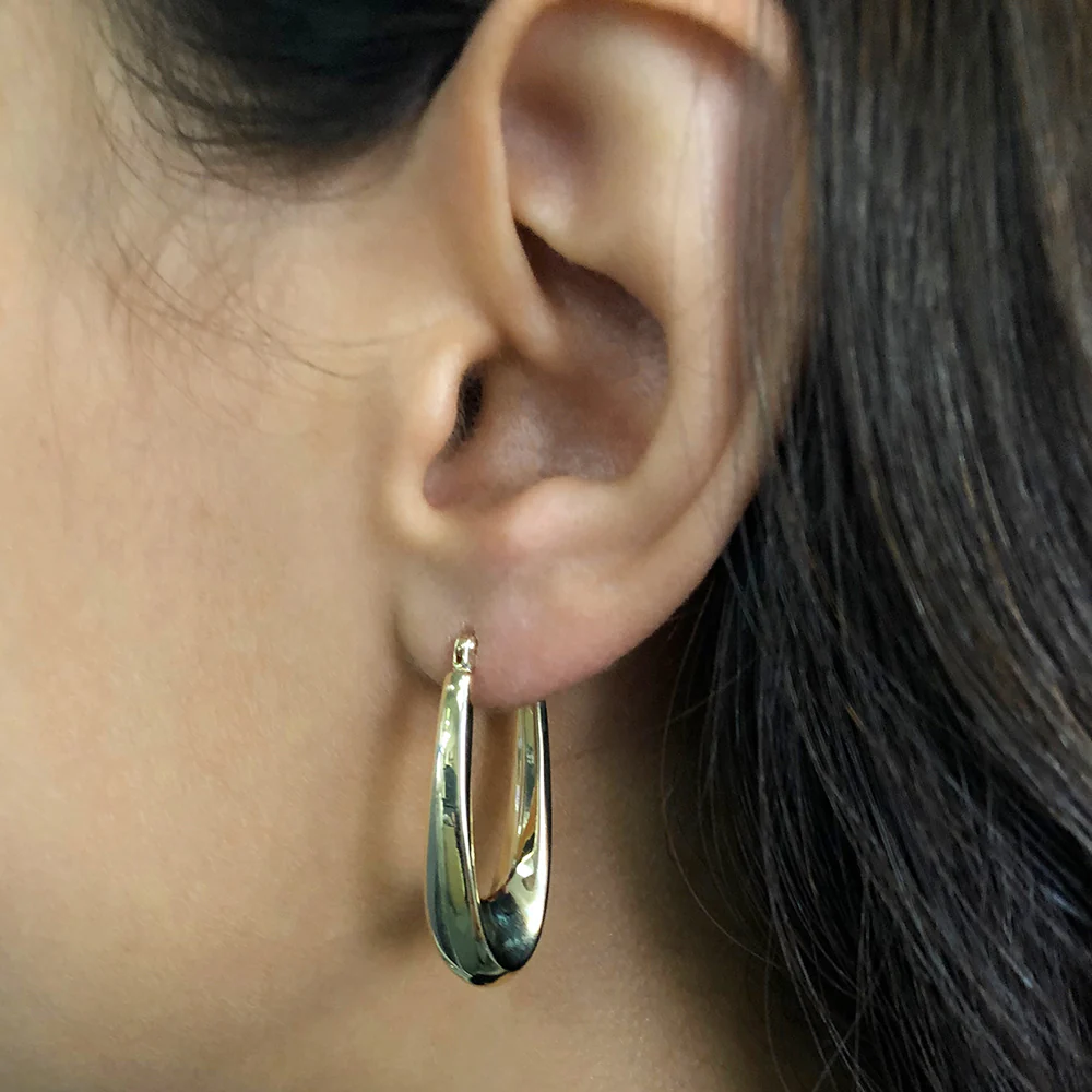 9ct Yellow Gold Fancy Hoop Earrings - Image 3