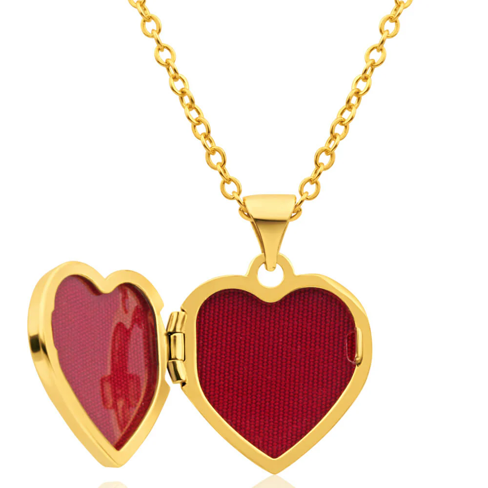9ct Yellow Gold Heart Shaped Locket with Diamond - Image 2