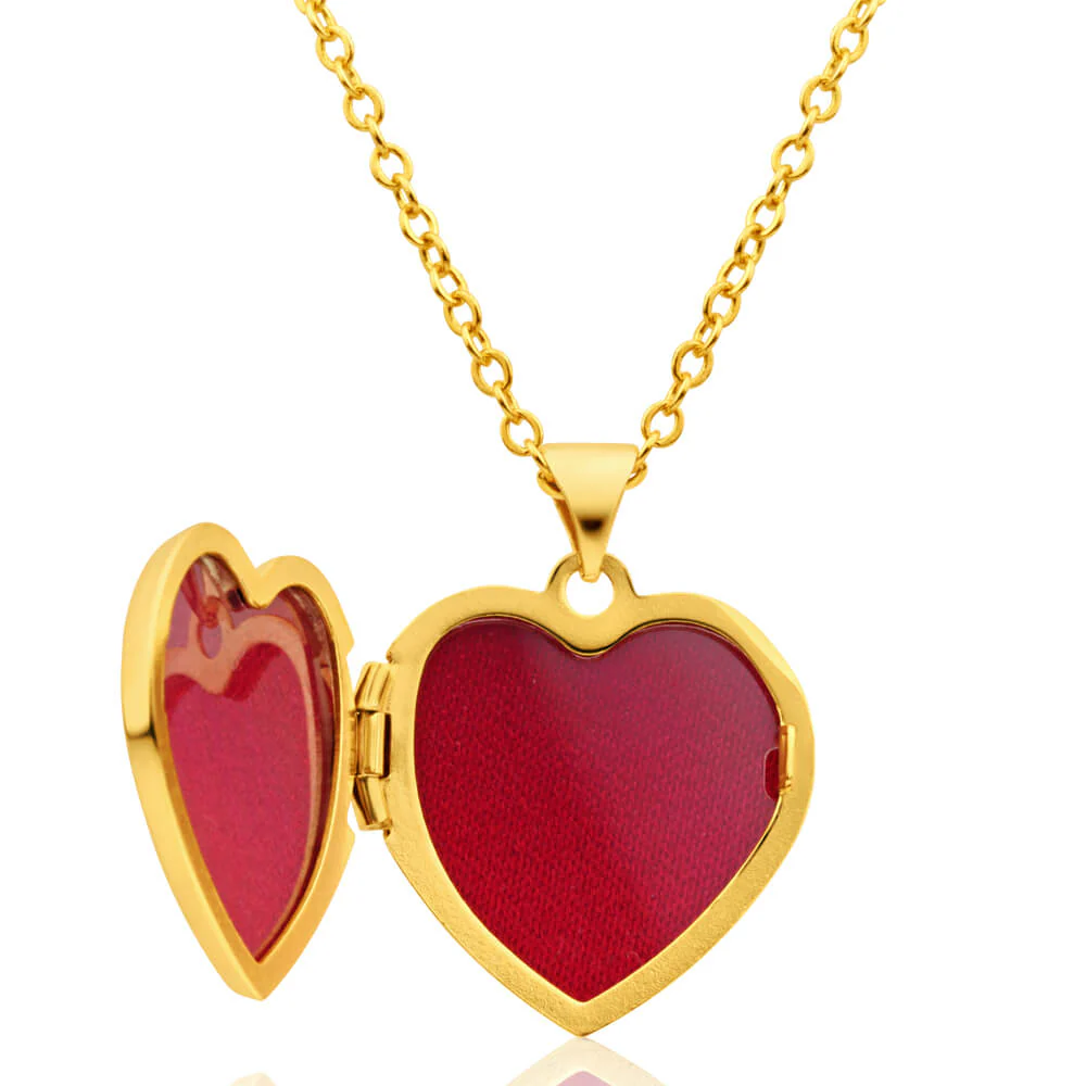 9ct Yellow Gold Heart Shaped Locket with Floral Design - Image 2