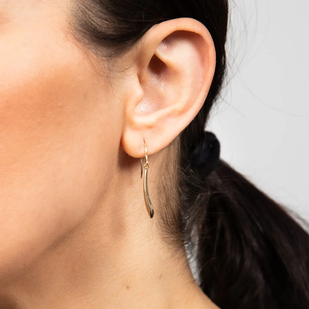 9ct Yellow Gold Light Conical Drop Earrings - Image 2