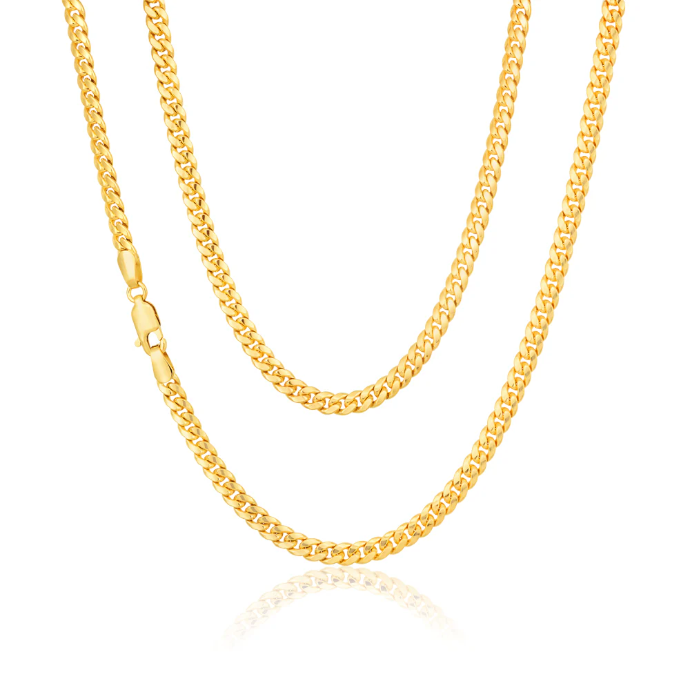 9ct Yellow Gold Silver Filled 45cm Curb Chain