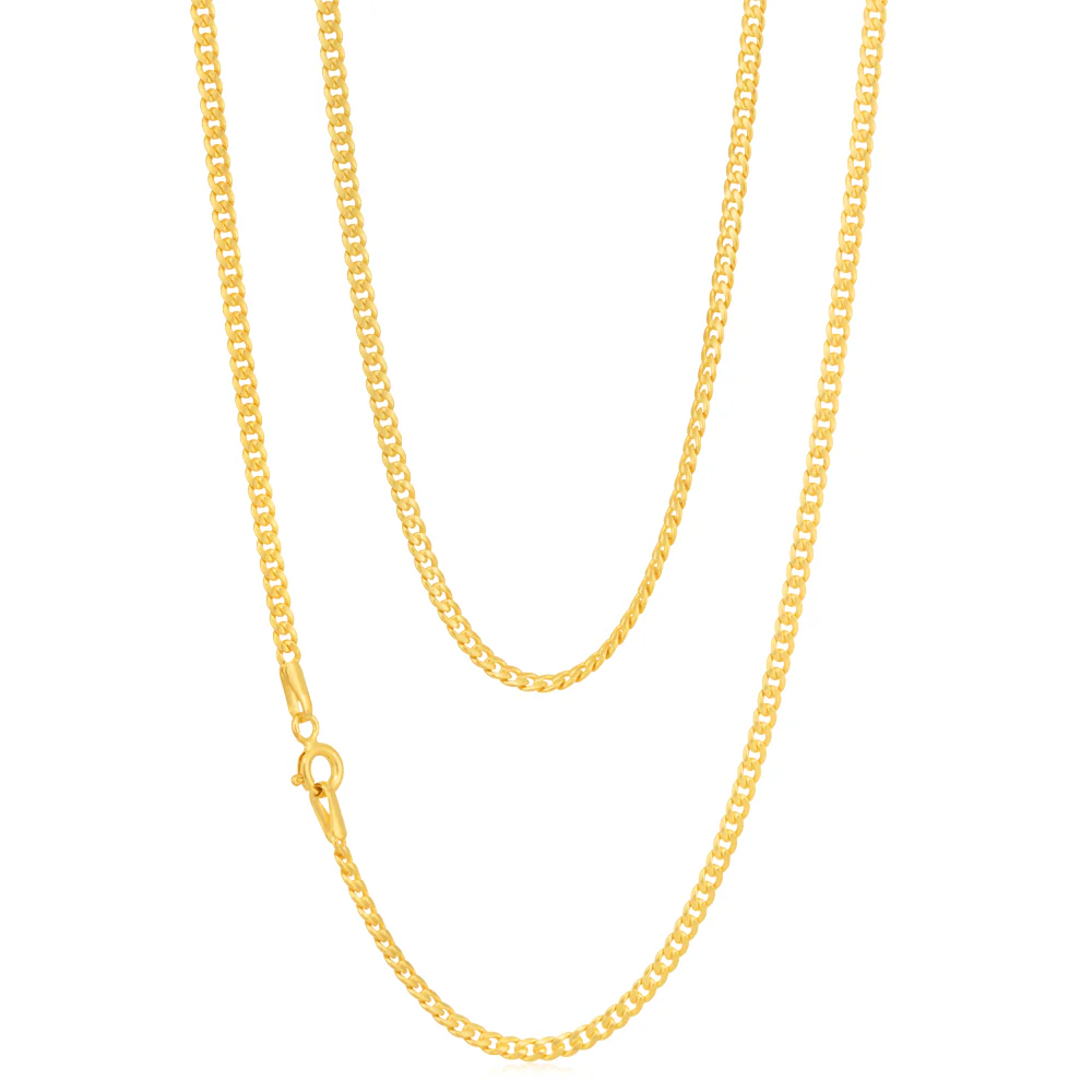 9ct Yellow Gold Silver Filled 50cm Curb Chain