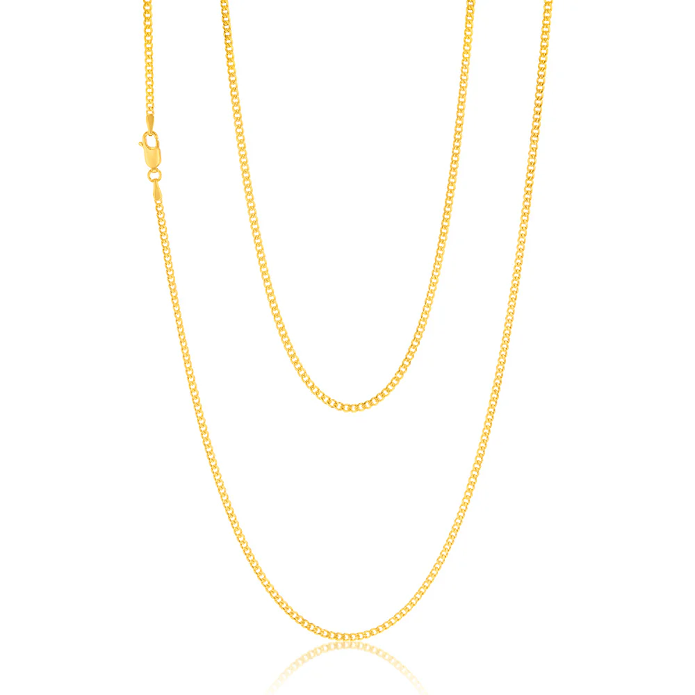 9ct Yellow Gold Silver Filled 60 Gauge Curb 70cm Chain