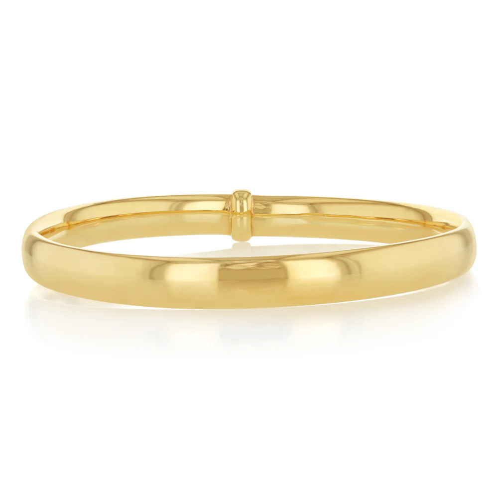 9ct Yellow Gold Silver Filled 8mm x 70mm Bangle