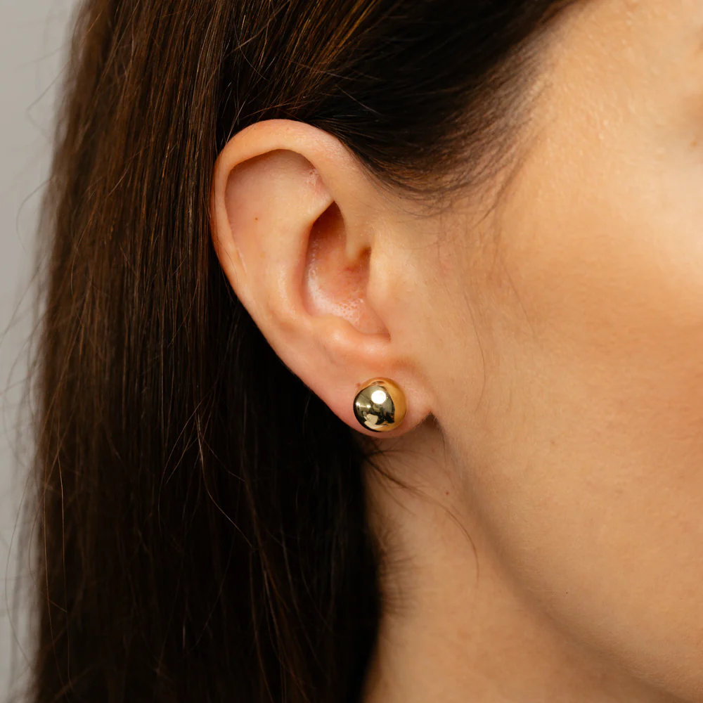 9ct Yellow Gold Silver Filled Ball 10mm Stud Earrings - Image 2