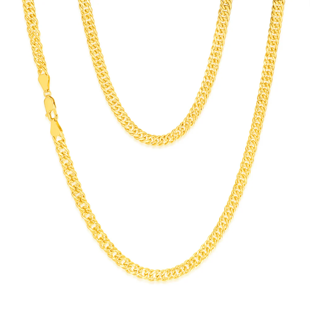 9ct Yellow Gold Silver Filled Double Concave 100 Gauge Curb 50cm Chain