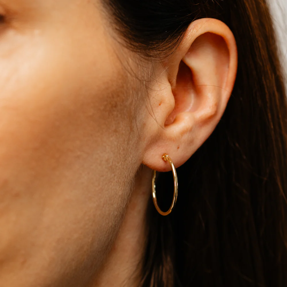 9ct Yellow Gold Silver Filled Plain 20mm Hoop Earrings - Image 2