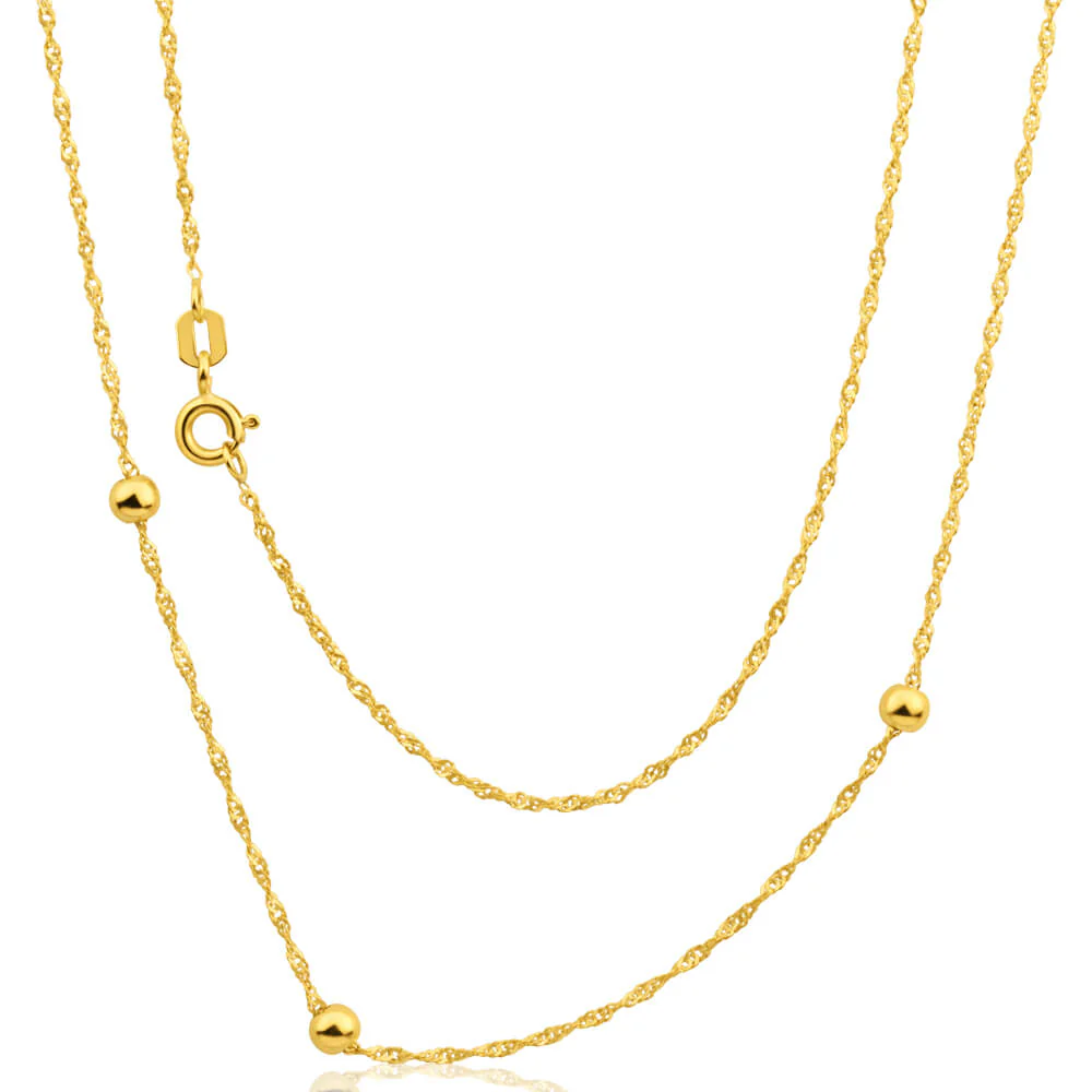 9ct Yellow Gold Silver Filled Singapore 45cm 20 Gauge Ball Chain