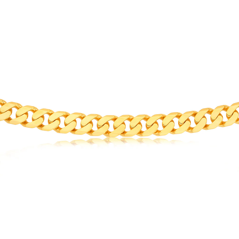 9ct Yellow Heavy Solid Gold Curb Flat Bevelled 55cm Chain 250Gauge - Image 2