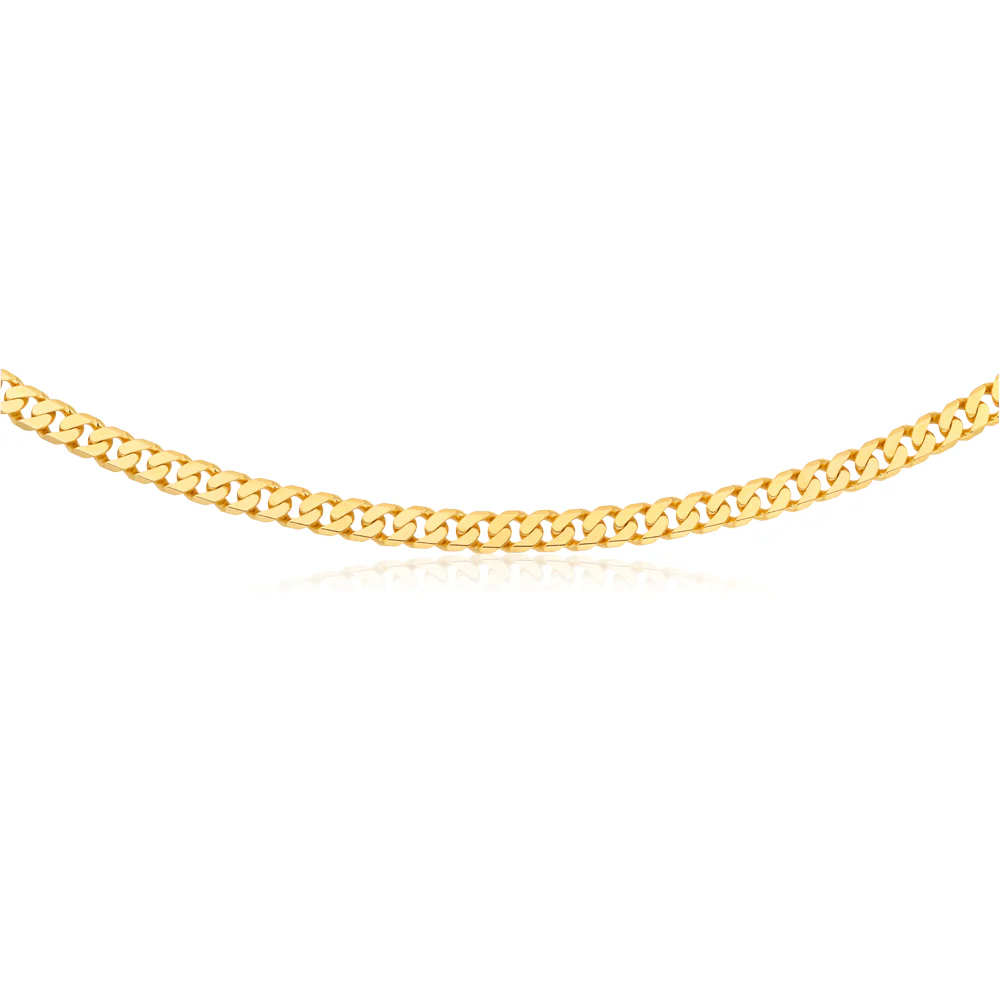 9ct Yellow Heavy Solid Gold Curb Flat Bevelled 55cm Chain 250Gauge - Image 3