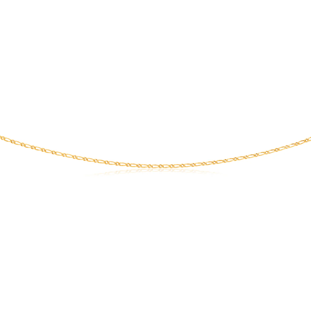 9ct Yellow Solid Gold Figaro 1:1 Diamond Cut 40 gauge 60cm Chain - Image 2