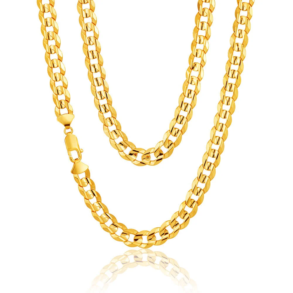 9ct Yellow Solid Gold Heavy Curb 55cm Chain 220 Gauge with a Parrot Clasp