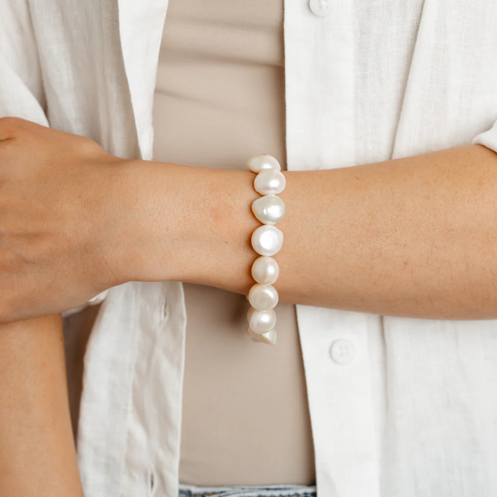 Baroque Pearl 21cm Elastic Bracelet - Image 2
