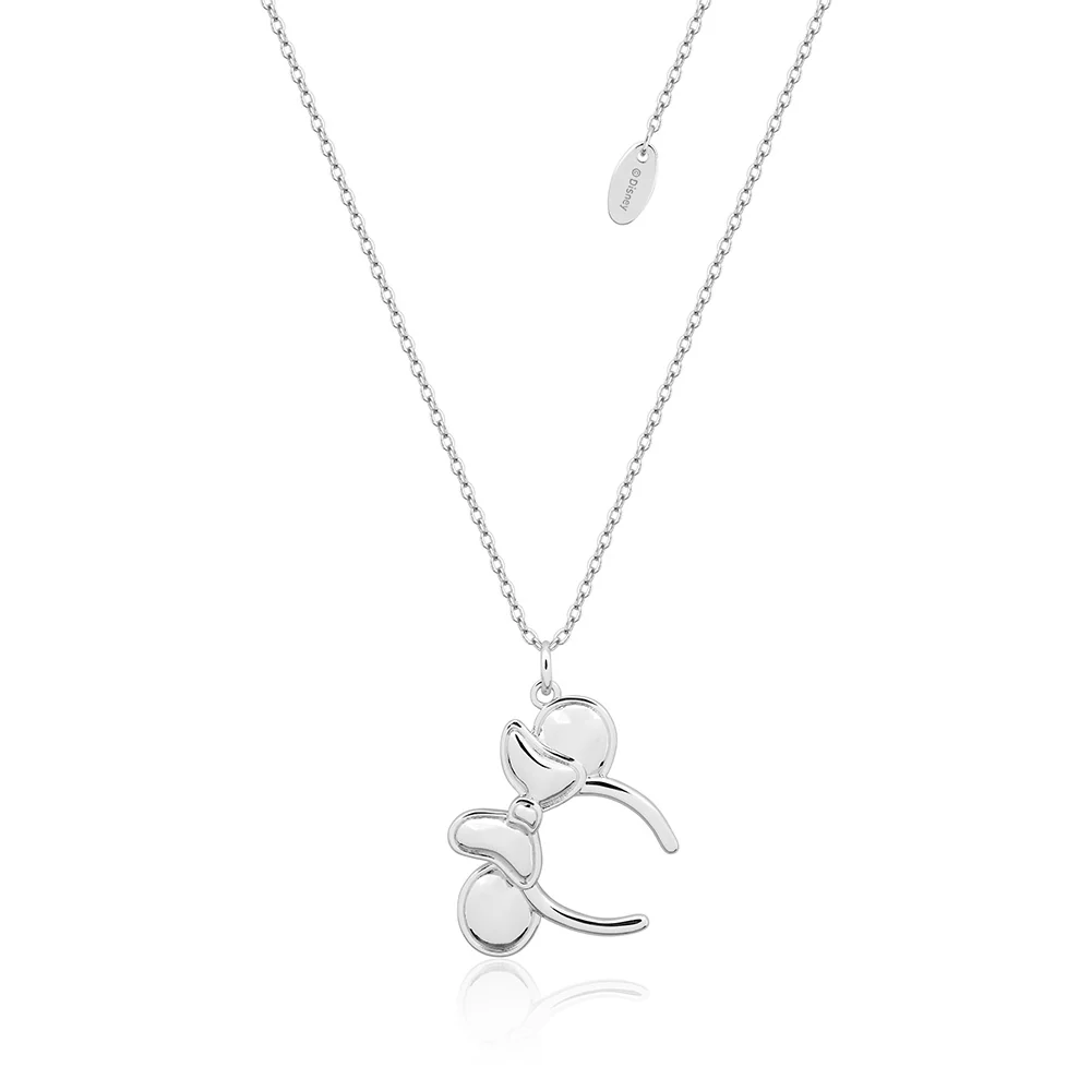 Couture Kingdom Disney Rhodium Plated Sterling Silver Minnie Mouse Headband Pendant On Chain