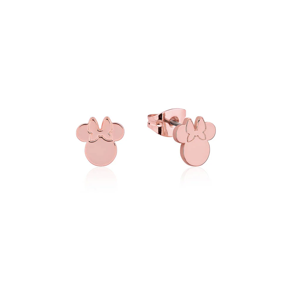 Couture Kingdom Disney Rose Gold Plated Stainless Steel Minnie Mouse 9mm Stud Earrings