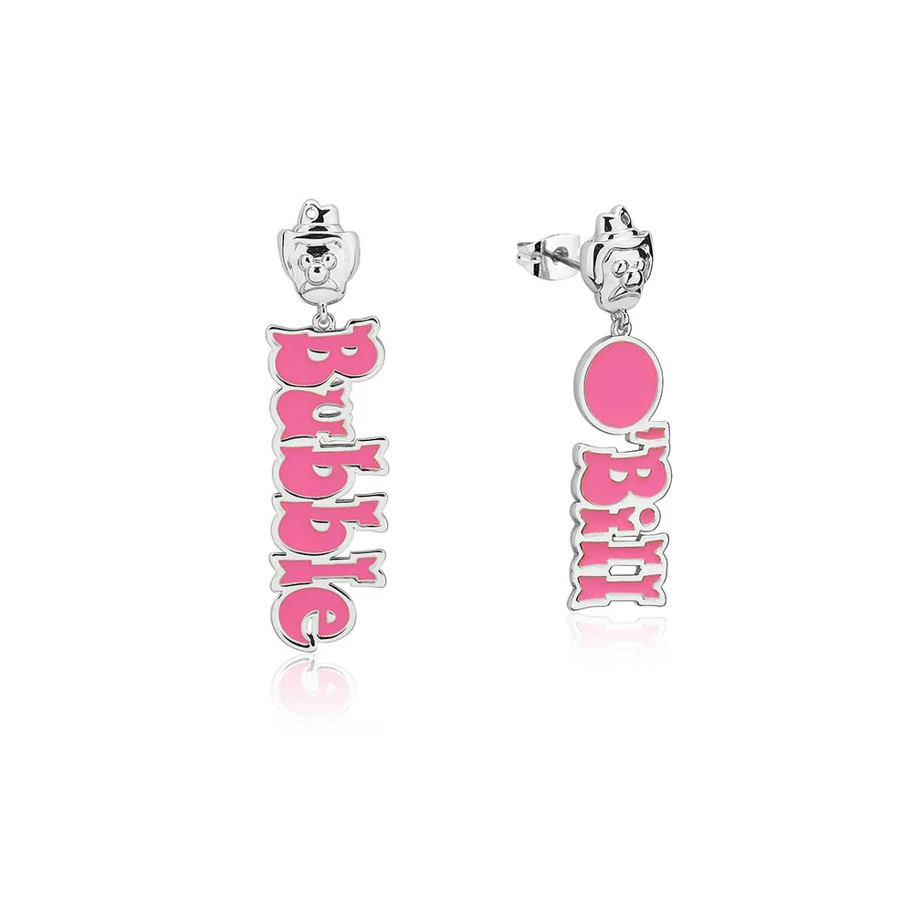 Couture Kingdom Disney Streets Bubble O'Bill White Gold Plated Stainless Steel Logo 65mm Drop Earrings