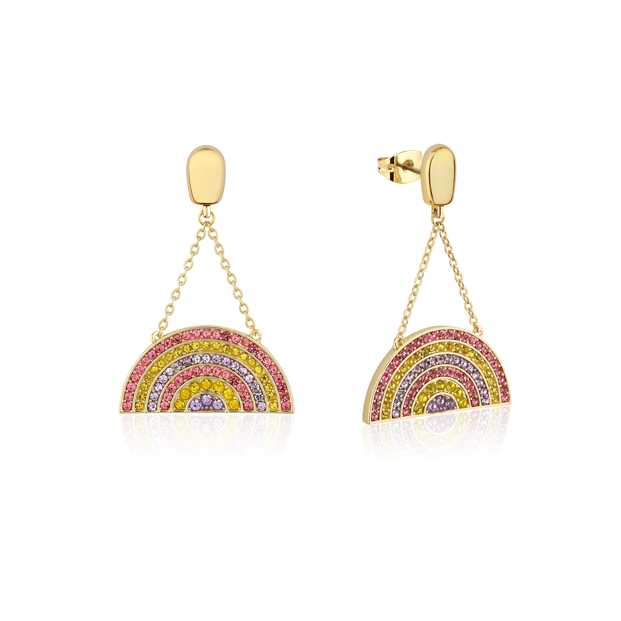 Couture Kingdom Disney Streets Paddle Pop Gold Plated Stainless Steel Rainbow Crystal Drop Earrings
