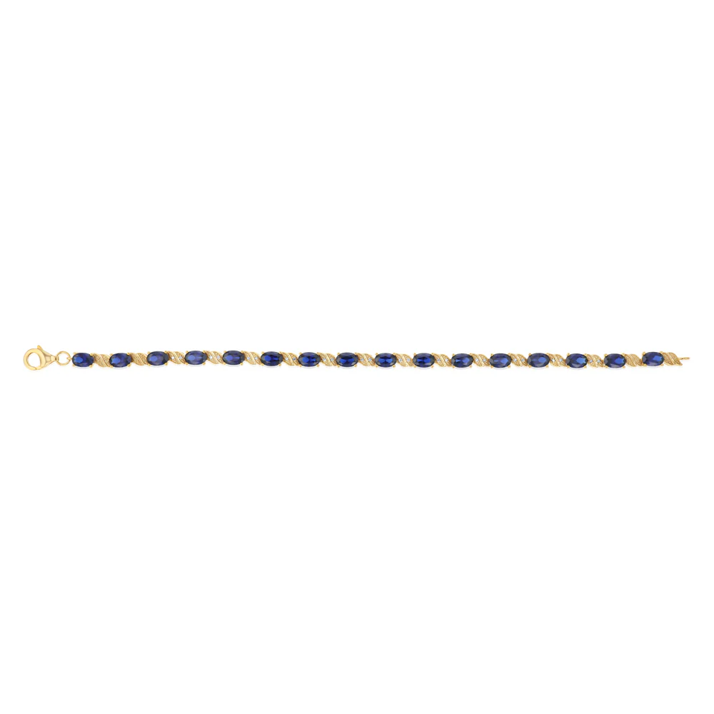 Created Sapphire and 1/10 Carat Diamond 17cm Bracelet in Gold Plated Sterling Silver - Image 2