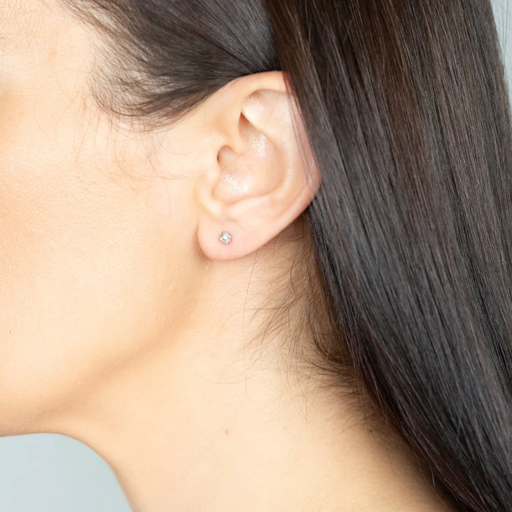Diamond Stud Earrings in Sterling Silver - Image 2