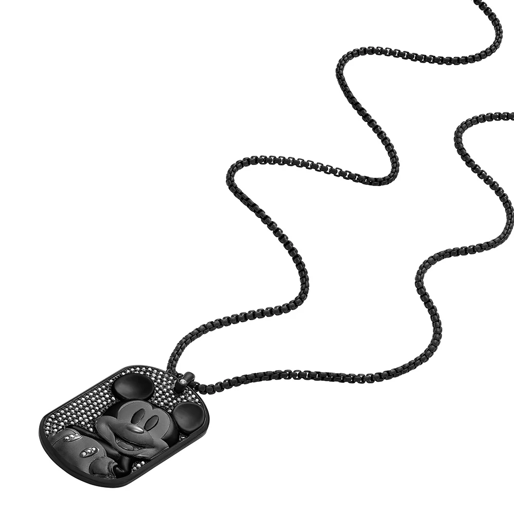 Disney Mickey Mouse Black Tone Stainless Steel Dog Tag Pendant On Chain 100th Disney Anniversary - Image 7