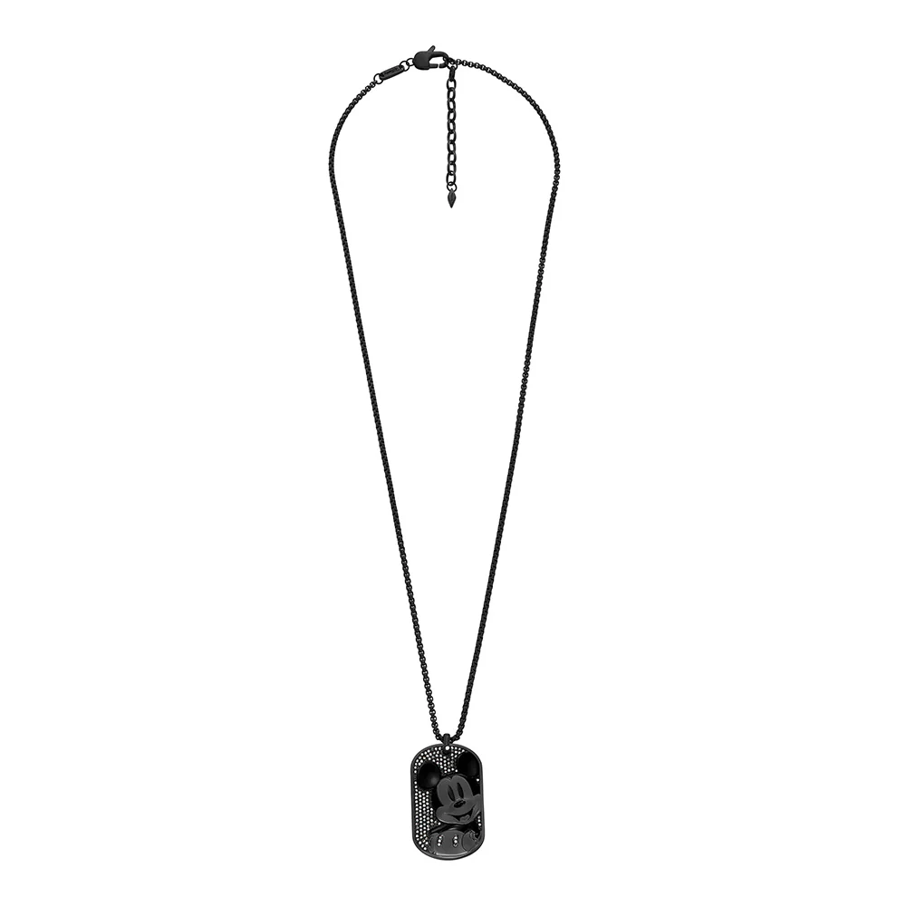 Disney Mickey Mouse Black Tone Stainless Steel Dog Tag Pendant On Chain 100th Disney Anniversary - Image 8