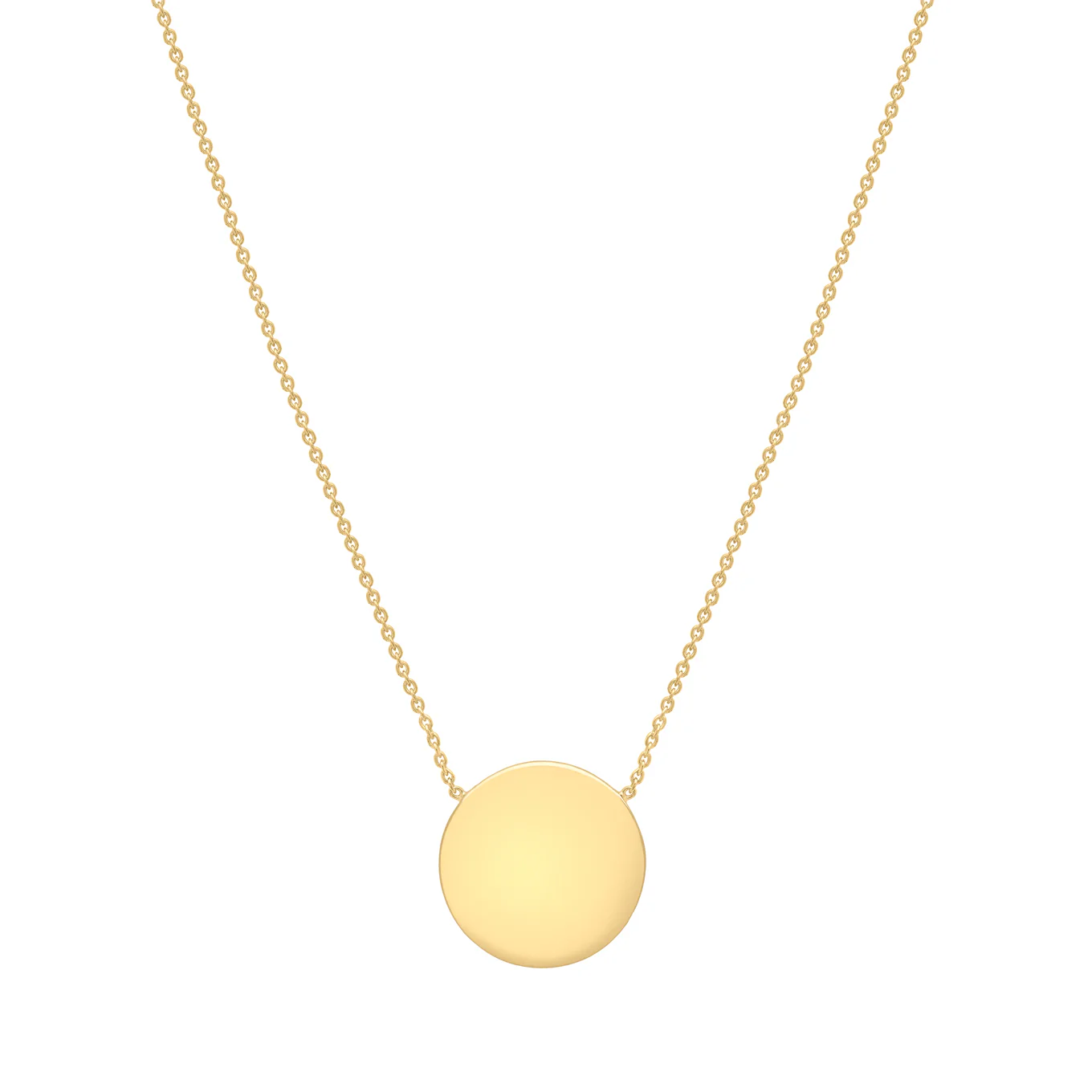 Engravable Disc Pendant on 43cm Chain in Gold Plated Sterling Silver - Image 2