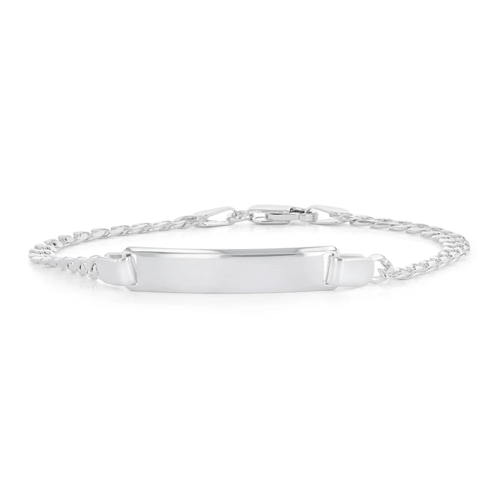 Engravable ID Flat Curb 17cm Bracelet in Sterling Silver