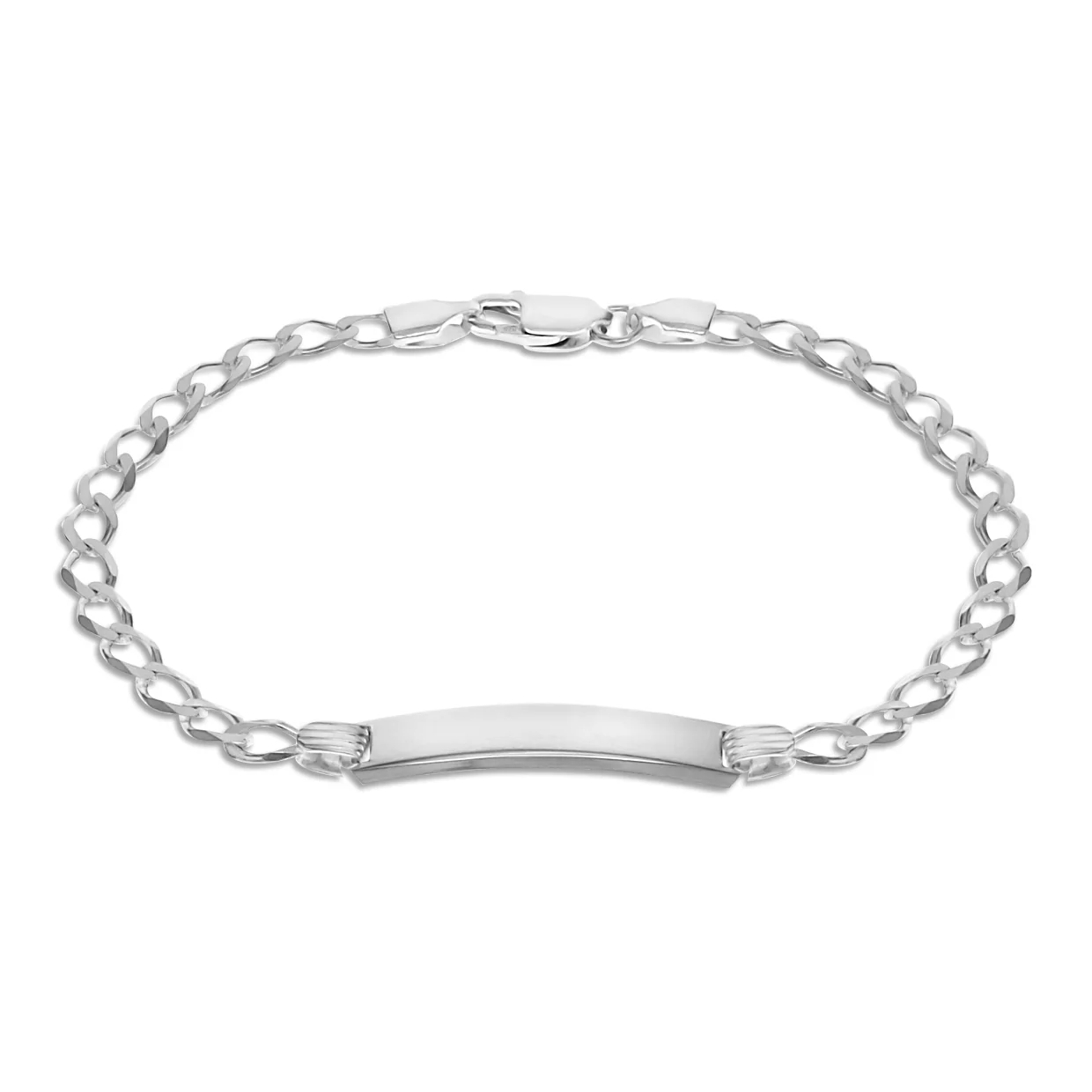 Engravable ID Flat Curb 17cm Bracelet in Sterling Silver - Image 3