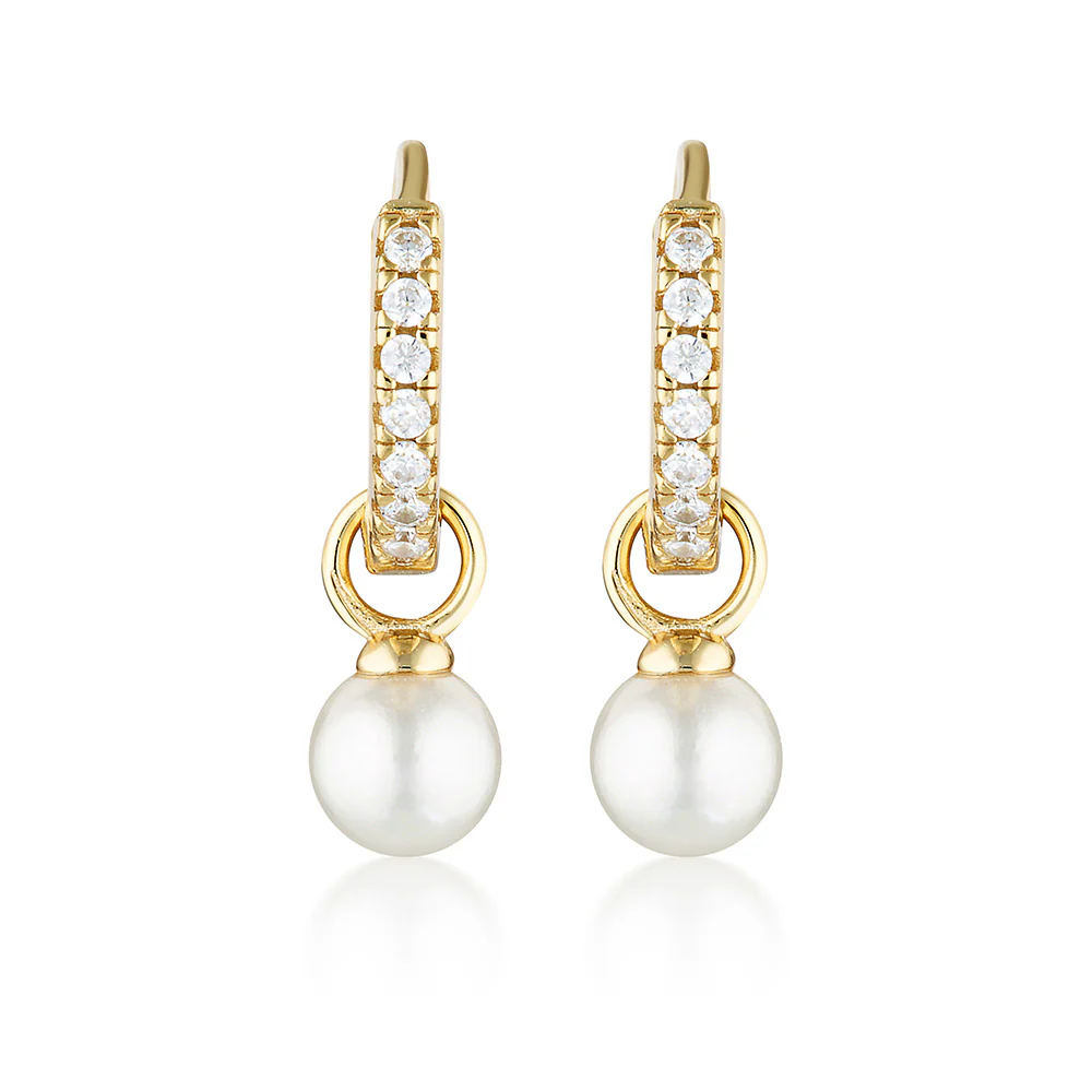 Georgini Red Carpet Gold Plated Sterling Silver Baby Pearl Hoop Earrings
