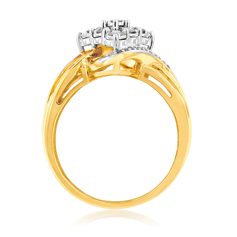 Gold Plated Silver 1/2 Carat Diamond Ring - Image 2