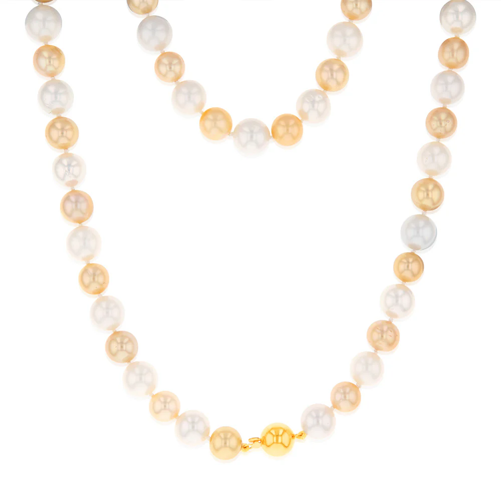 Golden and White South Sea 8-10mm Pearl Strand with 9ct Yellow Gold Clasp