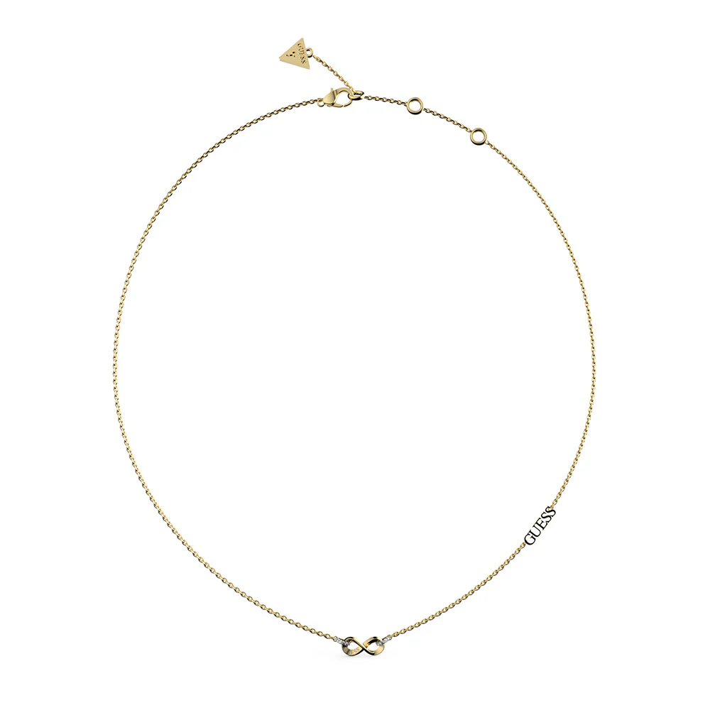 Guess Stainless Steel Gold Plated Infinity Pave Links 45cm Necklace