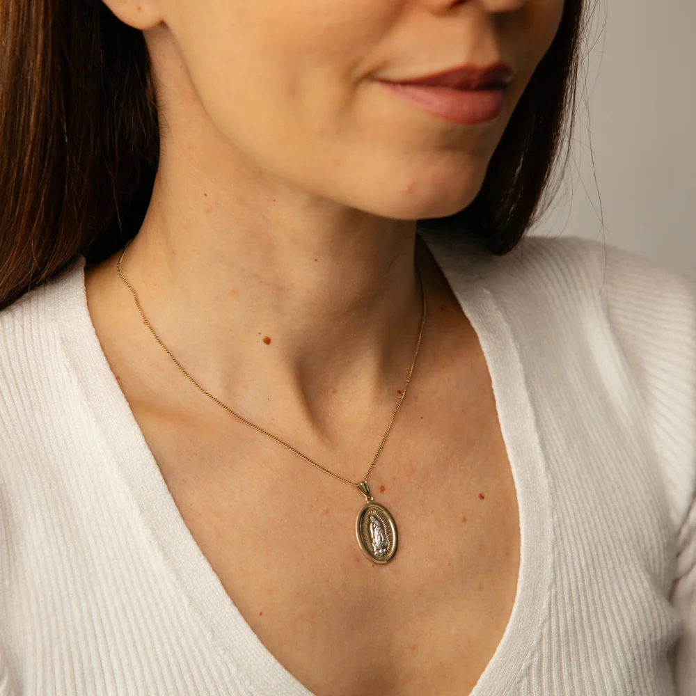 Lady of Grace Pendant in 9ct Yellow and White Gold - Image 2
