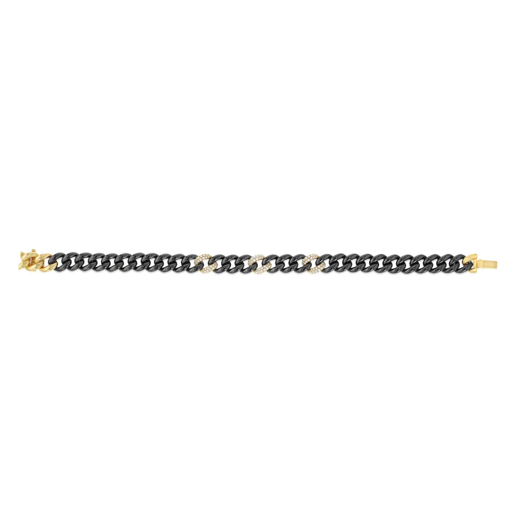 Luminesce Lab Grown 0.35 Carat Diamond 17cm Bracelet in Gold Plated Sterling Silver & Black Ceramic - Image 2
