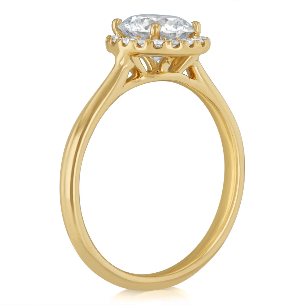 Luminesce Lab Grown 1.10 Carat Diamond Halo Solitaire Ring in Gold Plated Sterling Silver - Image 3