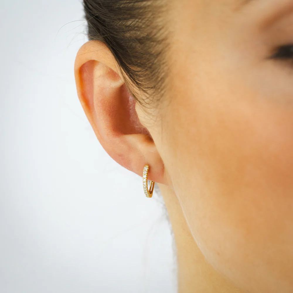 Luminesce Lab Grown 1/10 Carat Diamond Hoop Earrings in 9ct Yellow Gold - Image 2
