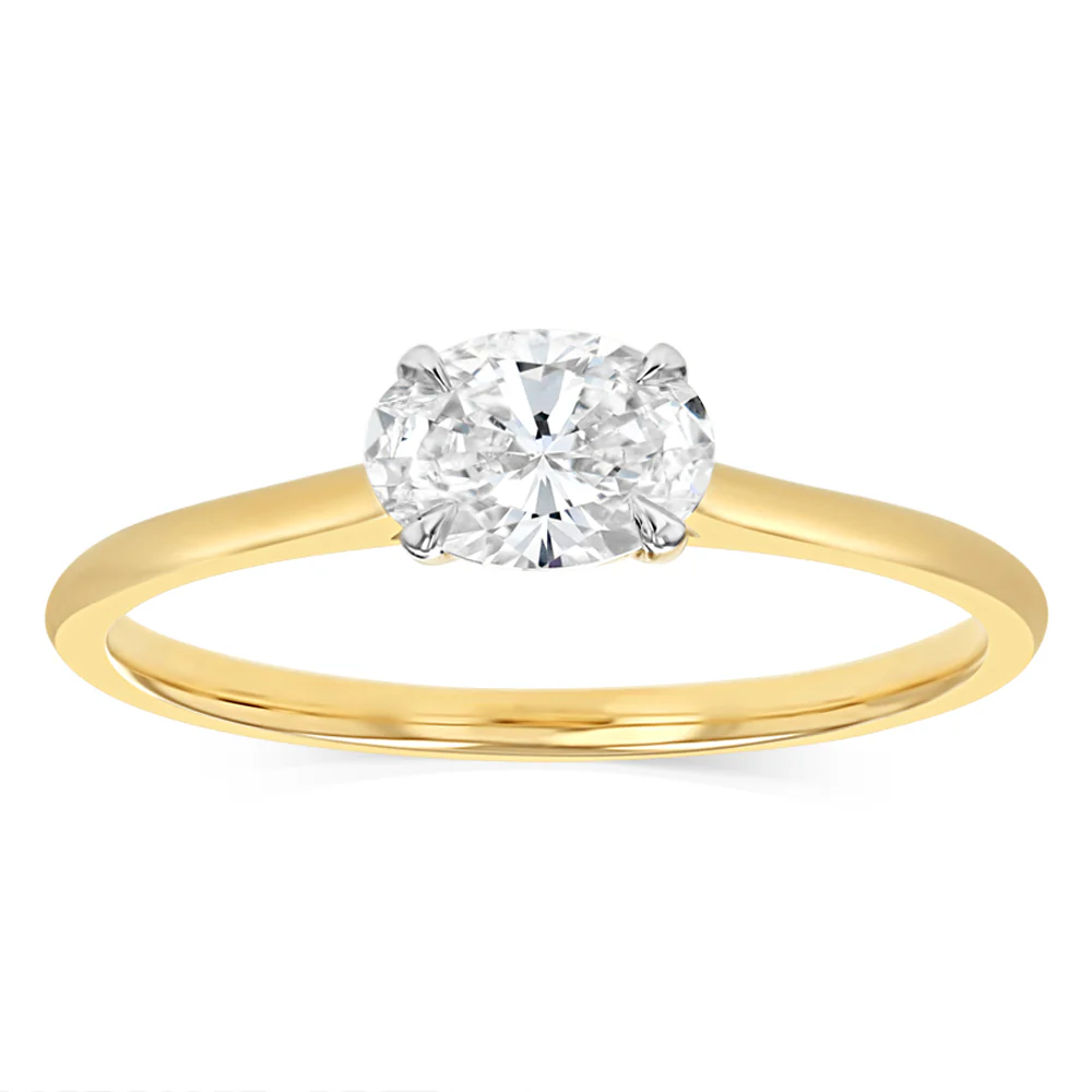 Luminesce Lab Grown 1/2 Carat Diamond 4 Claw Ring In 9ct Yellow Gold