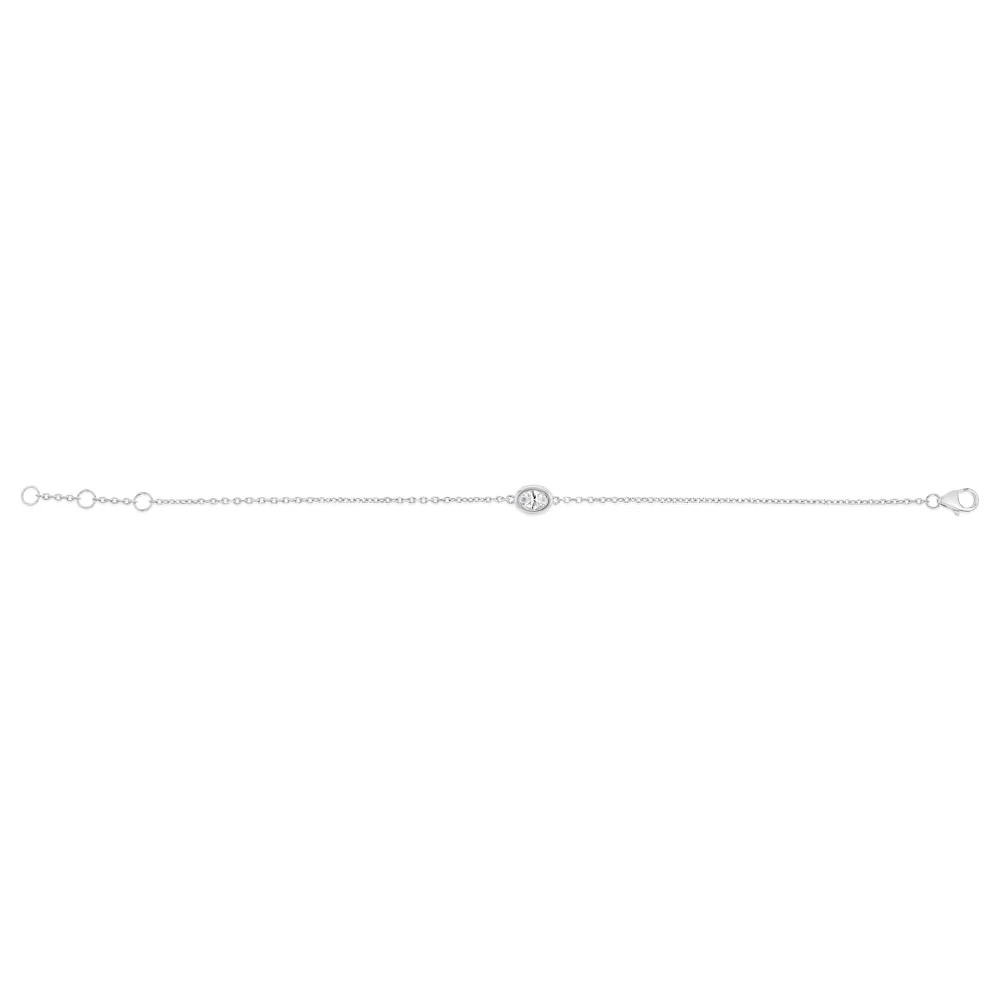 Luminesce Lab Grown 1/2 Carat Diamond Oval Bezel Adjustable Bracelet in Sterling Silver - Image 2