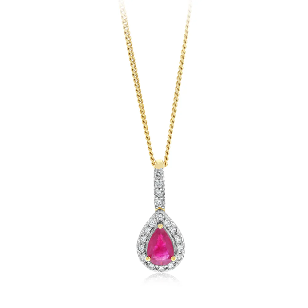 Luminesce Lab Grown 1/5 Carat Diamond and Natural Emerald Pendant in 9ct Yellow Gold
